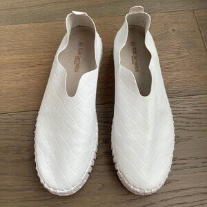 Ilse Jacobsen Hornbaek Tulip 3260PS SlipOn Subtle Check Platform Shoes Wht Sz 41